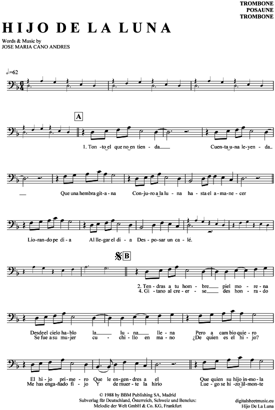 Hijo De La Luna Songtext übersetzung Deutsch Hijo De La Luna - sheet music by Loona - 7100264 | notendownload