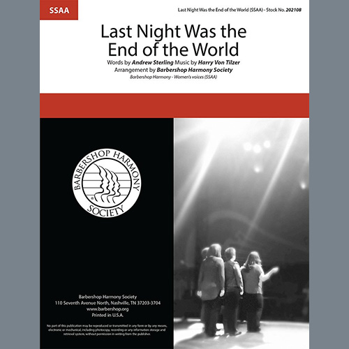 Product picture to: Last Night Was The End Of The World (arr. Barbershop Harmony Society)
