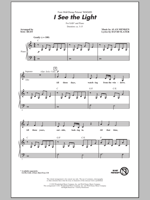 Produktbild zu: I See The Light (from Tangled) (arr. Mac Huff)
