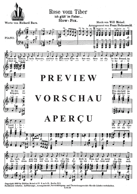 Produktgalerie: Seite 3 von 3 Rose vom Tiber ich glüh im Fieber, , Klavier und Gesang