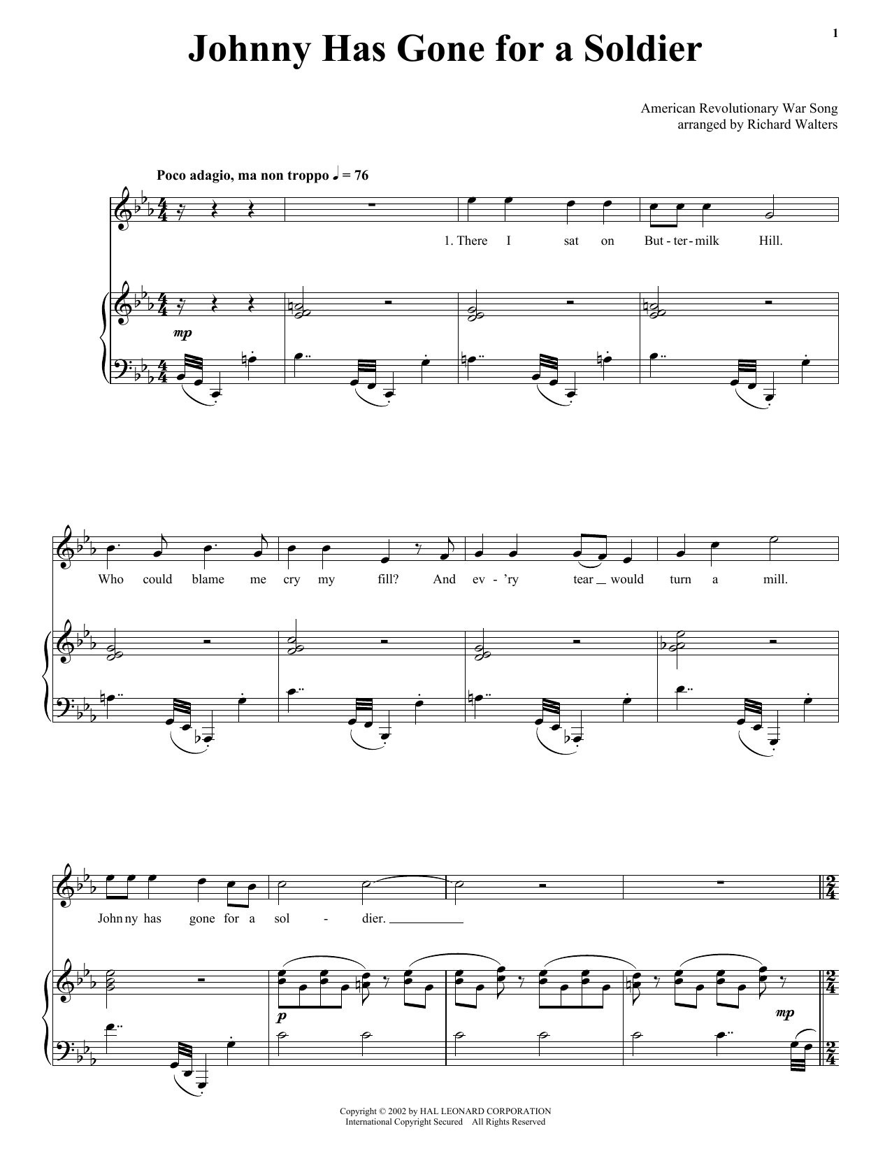 Produktgalerie: Seite 1 von 1 Johnny Has Gone For A Soldier, Traditional, Gesang, Gitarre, Klavier
