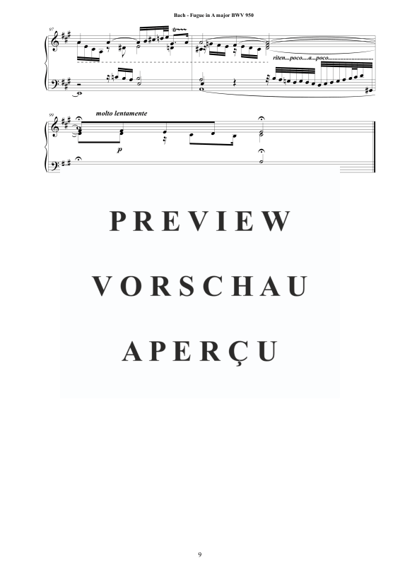 Produktgalerie: Seite 10 von 10 Fuge in A-Dur BWV 950 - Piano Version, , Klavier Solo