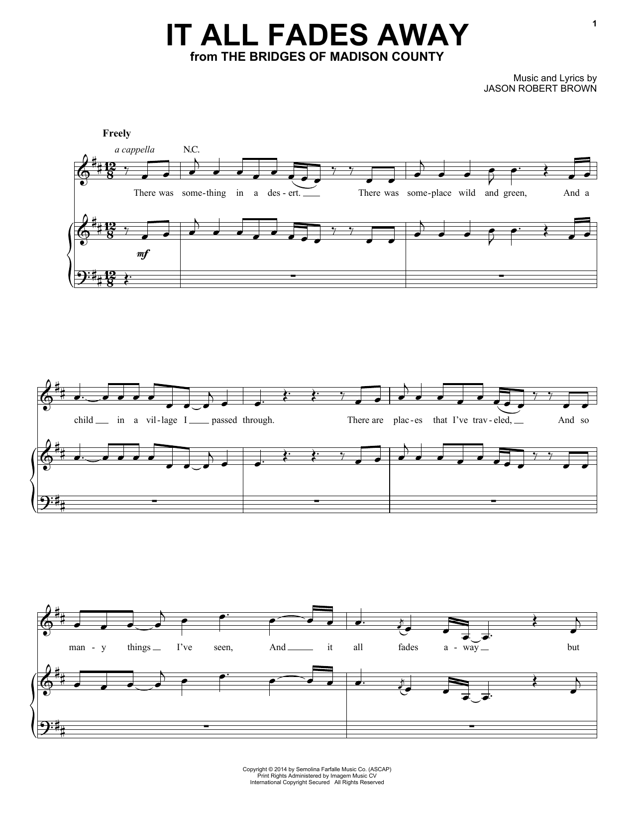 Product gallery: Page 1 of 1 It All Fades Away (from The Bridges of Madison County), Jason Robert Brown