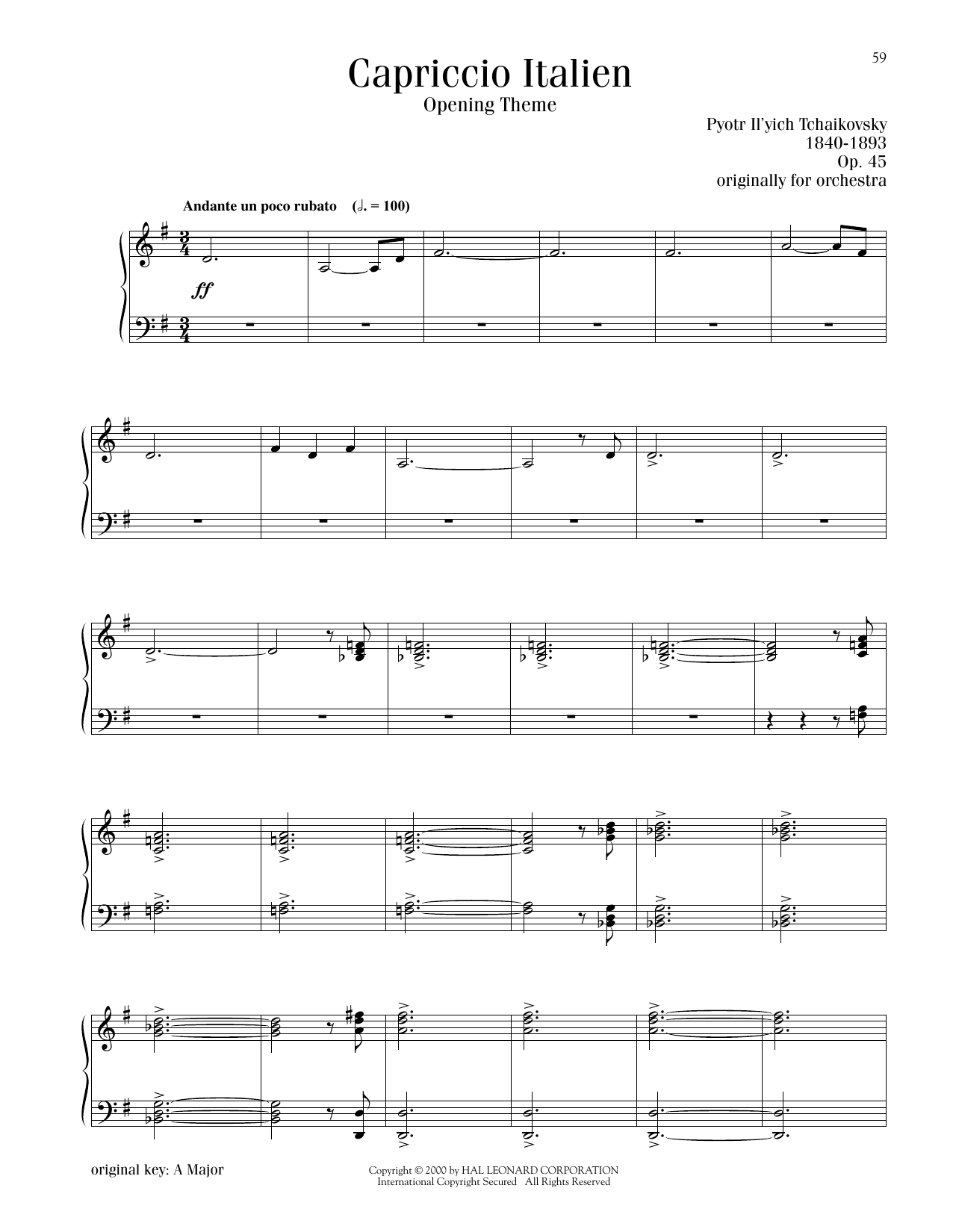 Product gallery: Page 1 of 1 Capriccio Italien, OP. 45, Pyotr Il'yich Tchaikovsky