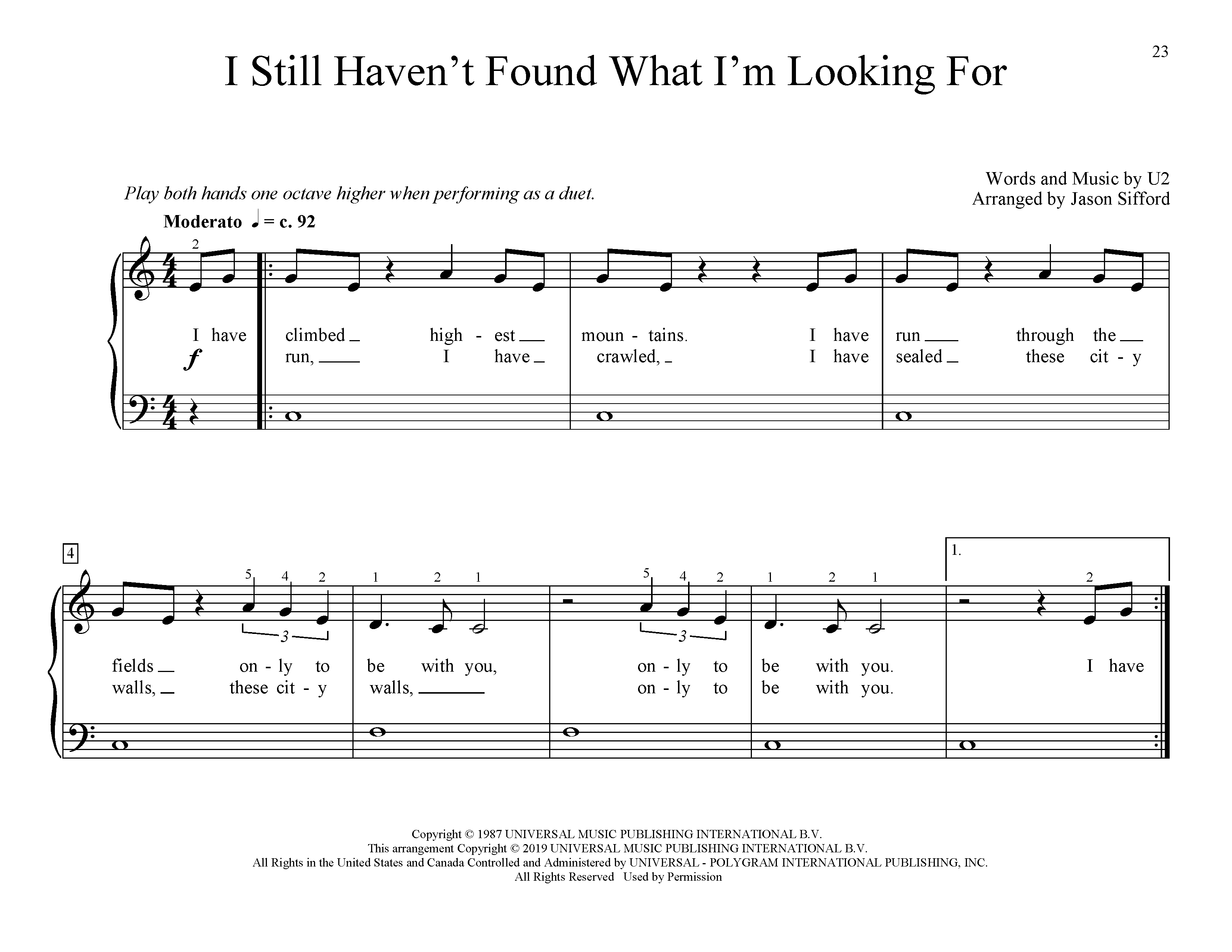 Produktbild zu: I Still Haven't Found What I'm Looking For (arr. Jason Sifford)