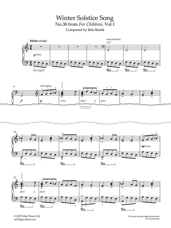 gallery: Winter Solstice Song: No. 38 from For Children, Vol. 1, Bela Bartok, Klavier
