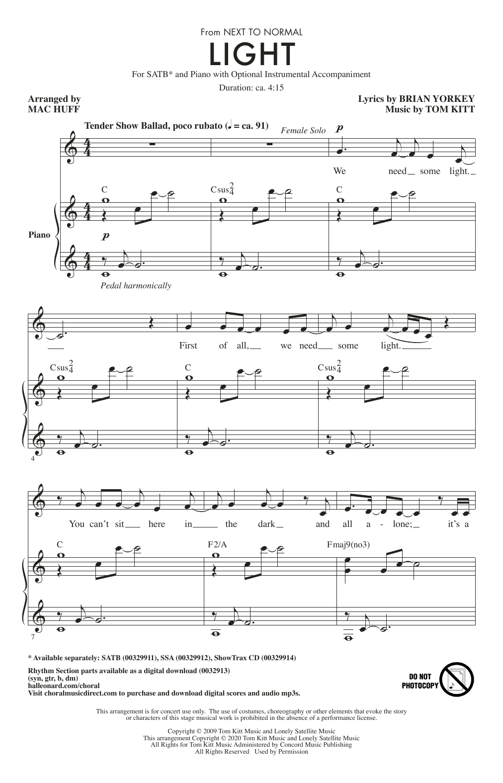 Produktbild zu: Light (from Next to Normal) (arr. Mac Huff)