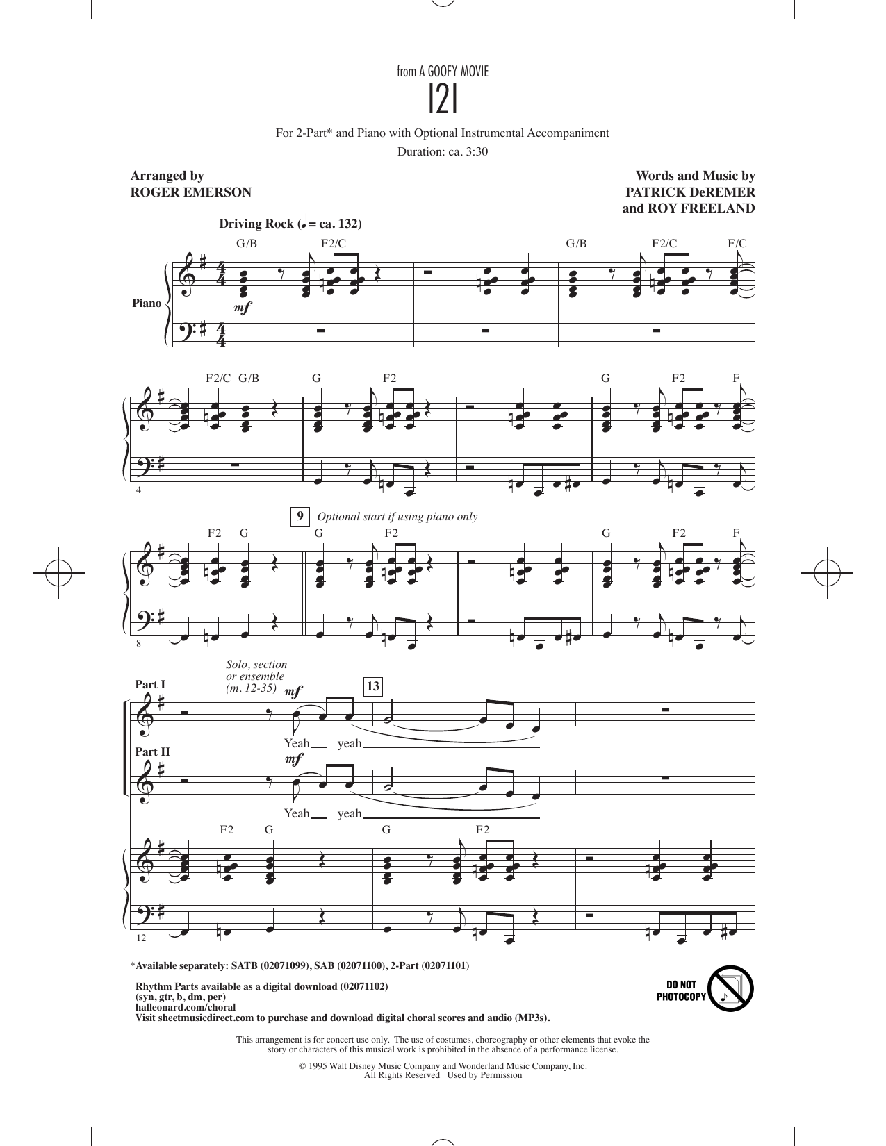 Product gallery: Page 1 of 1 I2I (from A Goofy Movie) (arr. Roger Emerson), Patrick DeRemer