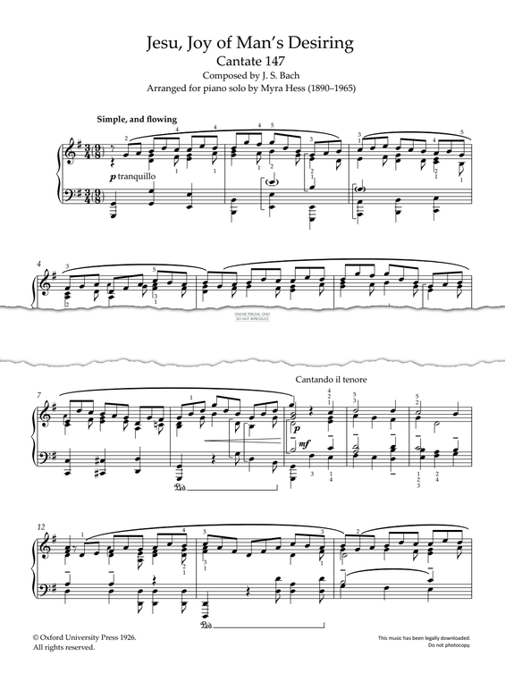 Produktgalerie: Seite 1 von 1 Jesu, Joy of Man's Desiring, Johann Sebastian Bach, Klavier