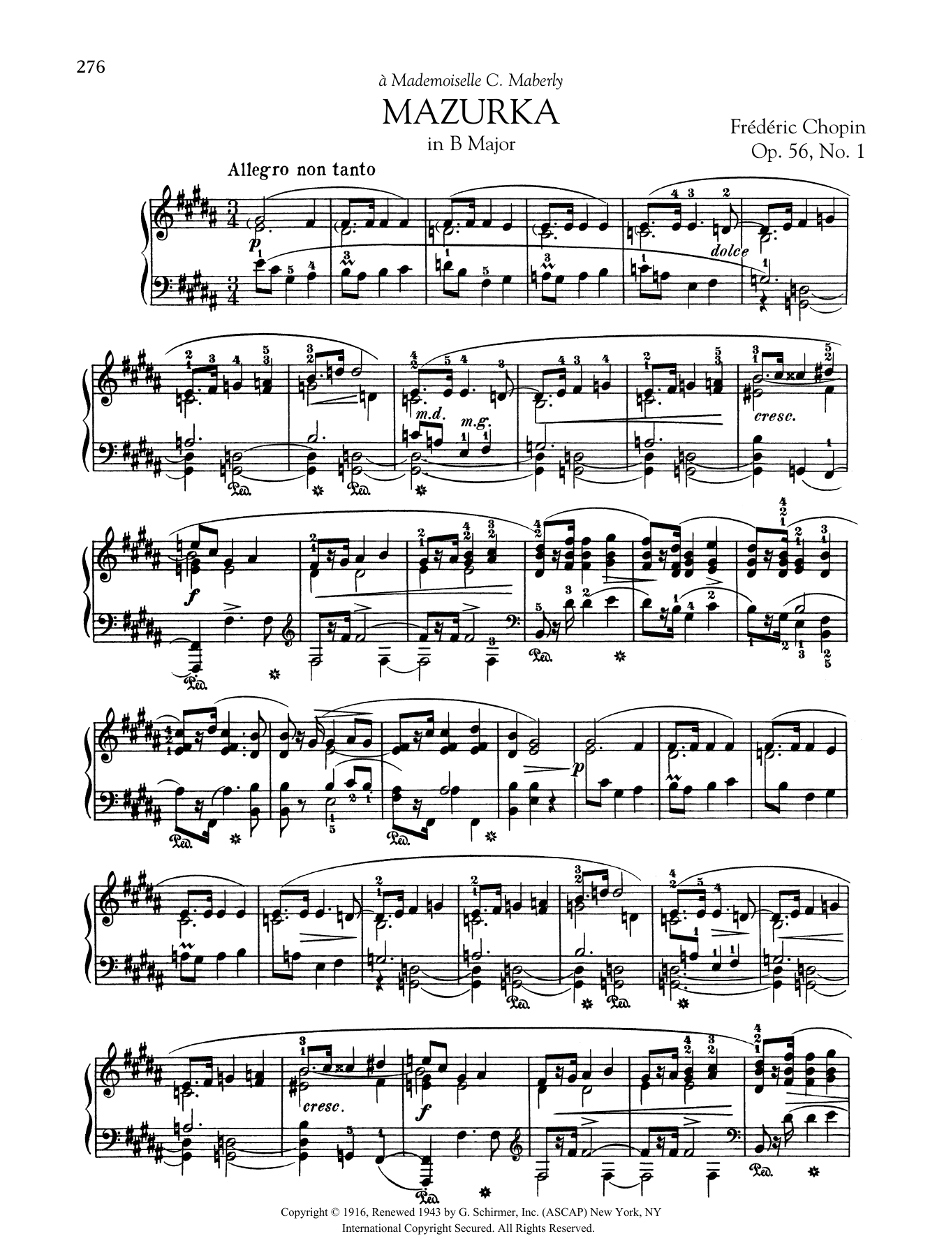 Product gallery: Page 1 of 1 Mazurka in B Major, Op. 56, No. 1, Frédéric Chopin