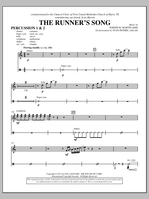 Produktgalerie: Seite 1 von 1 The Runner's Song - Percussion 1 & 2, Joseph M. Martin, Chor