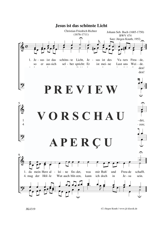 Produktbild zu: Jesus ist das schönste Licht BWV 474Johann Sebastian Bach