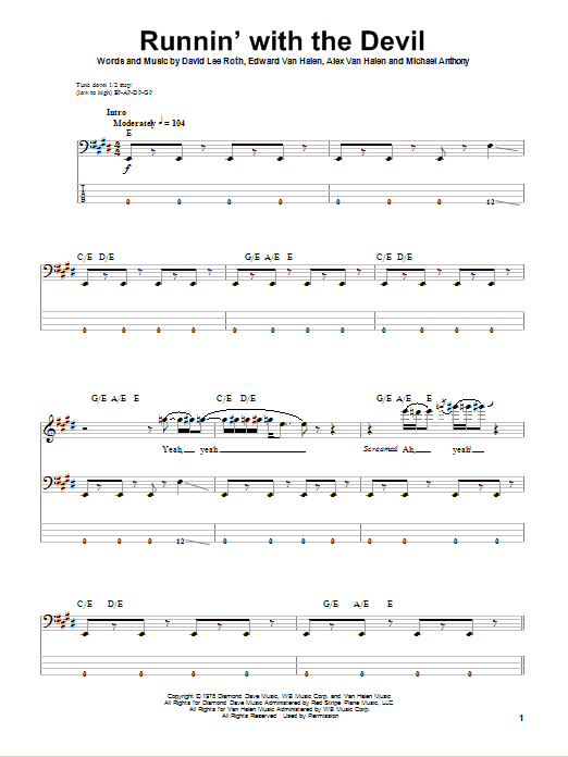 Produktgalerie: Seite 1 von 1 Runnin' With The Devil, Van Halen, E-Bass