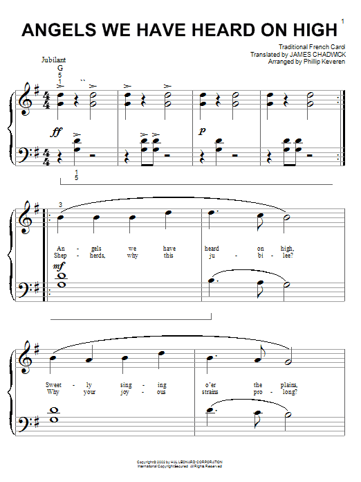 Product picture to: Angels We Have Heard On High (arr. Phillip Keveren)