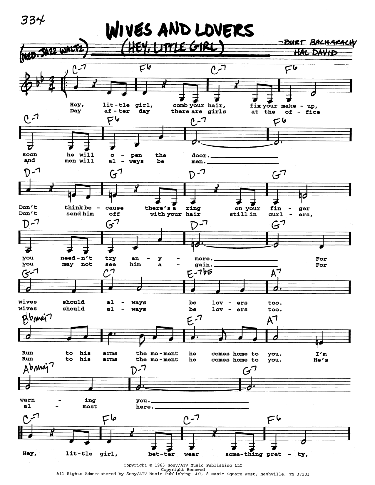 Produktbild zu: Wives And Lovers (Hey, Little Girl) (Low Voice)