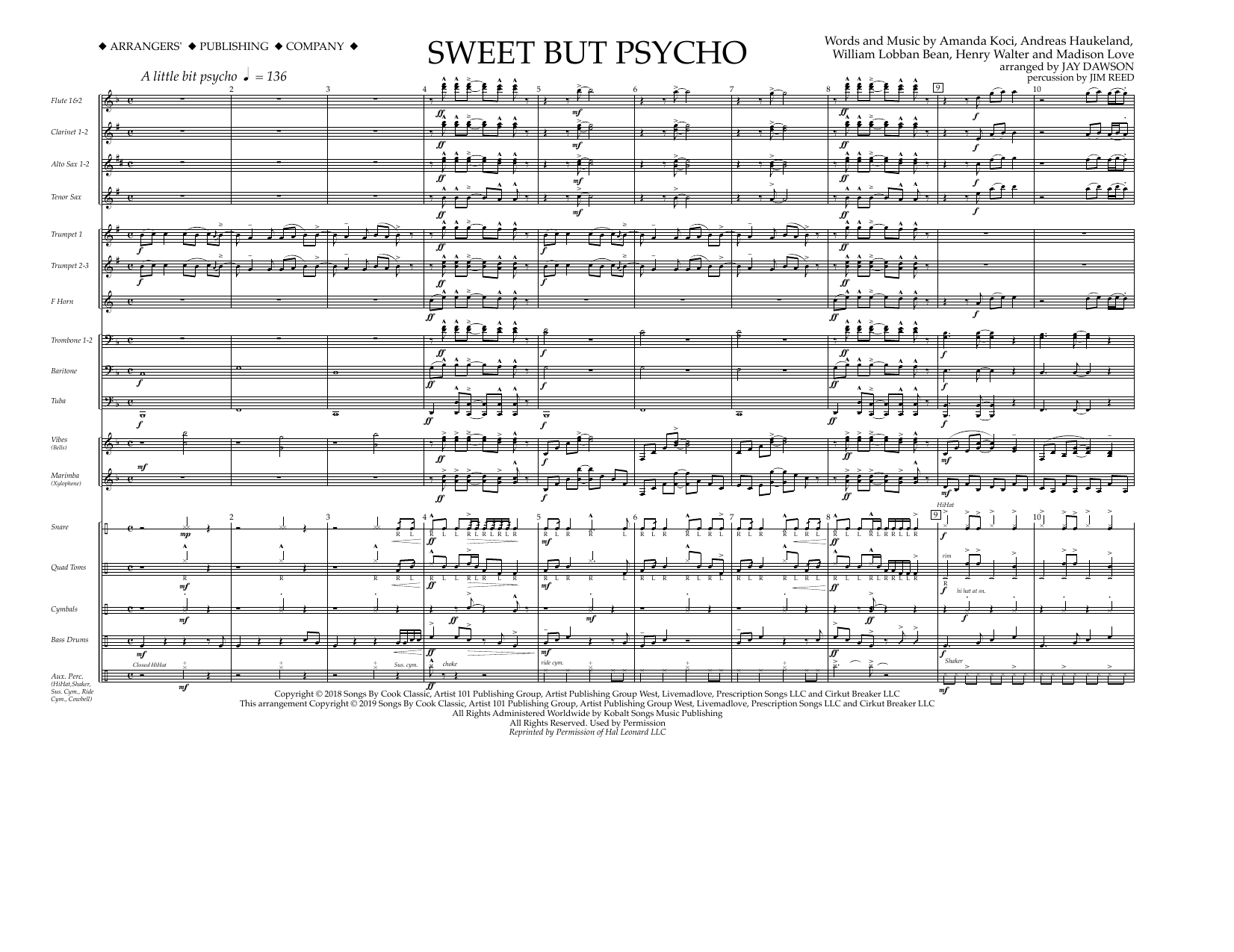 Produktbild zu: Sweet But Psycho (arr. Jay Dawson) - Full Score