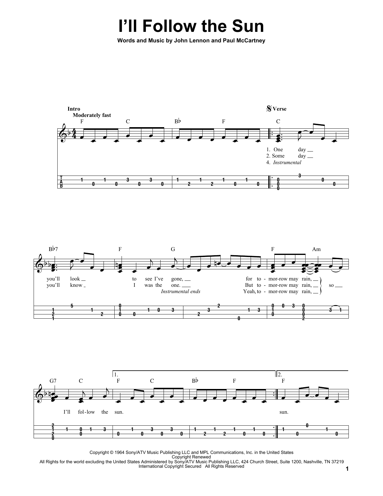 Product gallery: Page 1 of 1 I'll Follow The Sun, The Beatles
