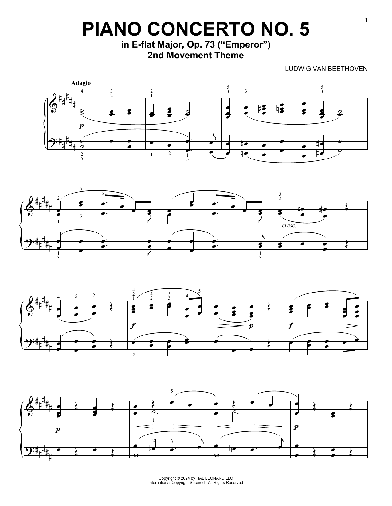 Product picture to: Piano Concerto No. 5, 2nd Movement