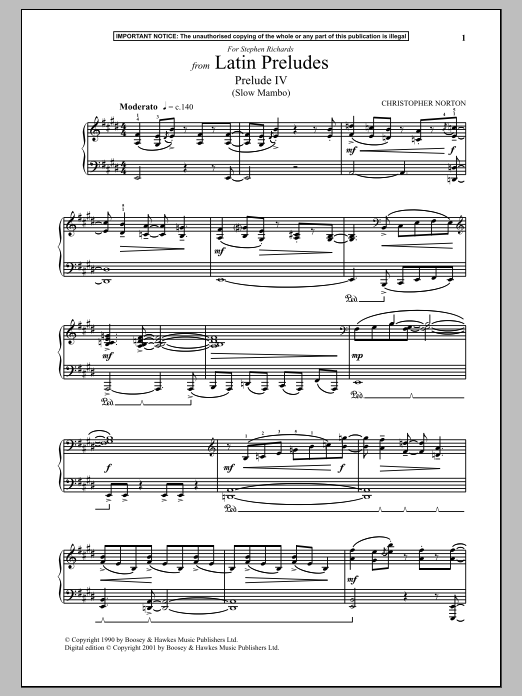 Product gallery: Page 1 of 1 Latin Preludes, Prelude IV (Slow Mambo), Christopher Norton