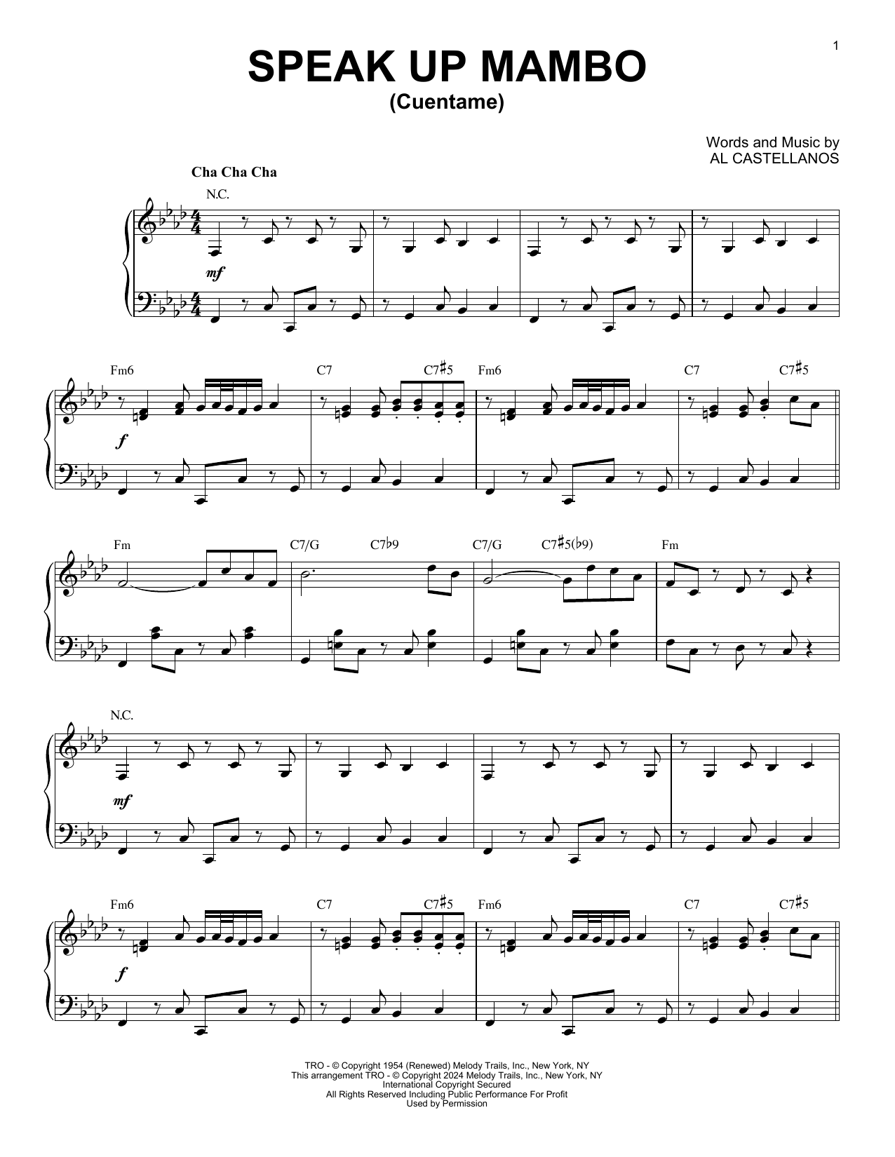 Product gallery: Page 1 of 1 Speak Up Mambo (Cuentame) (arr. Brent Edstrom), Al Castellanos