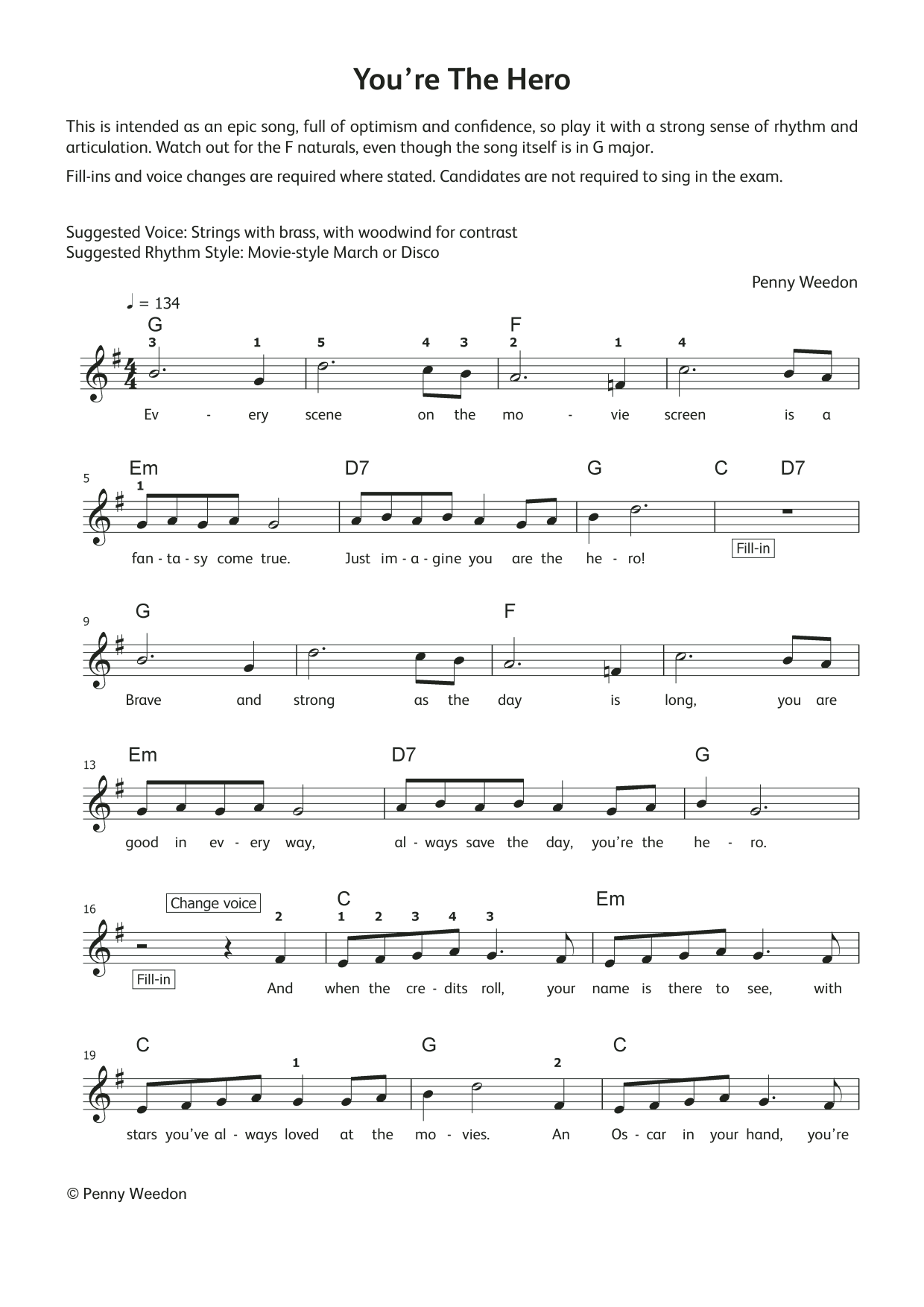 Produktgalerie: Seite 1 von 1 You're The Hero (LCME Electronic Keyboard Grade 1 List B), Penny Weedon, Klavier