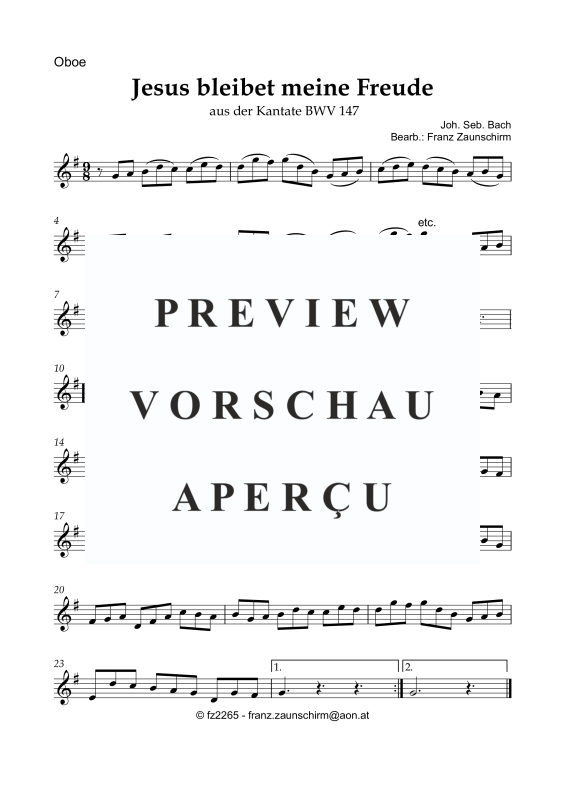 Produktgalerie: Seite 5 von 8 Jesus bleibet meine Freude, , Oboe und Orgel