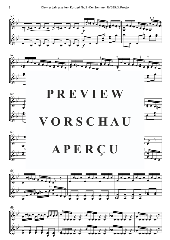 Produktgalerie: Seite 7 von 10 Die vier Jahreszeiten, Konzert Nr. 2 - Der Sommer - 3. Presto, The Twiolins, (Duett 2x Violine)