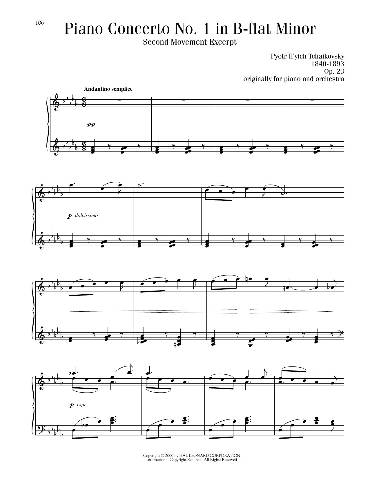 Produktbild zu: Piano Concerto No. 1 In B-Flat Minor, Op. 23, Second Movement Excerpt