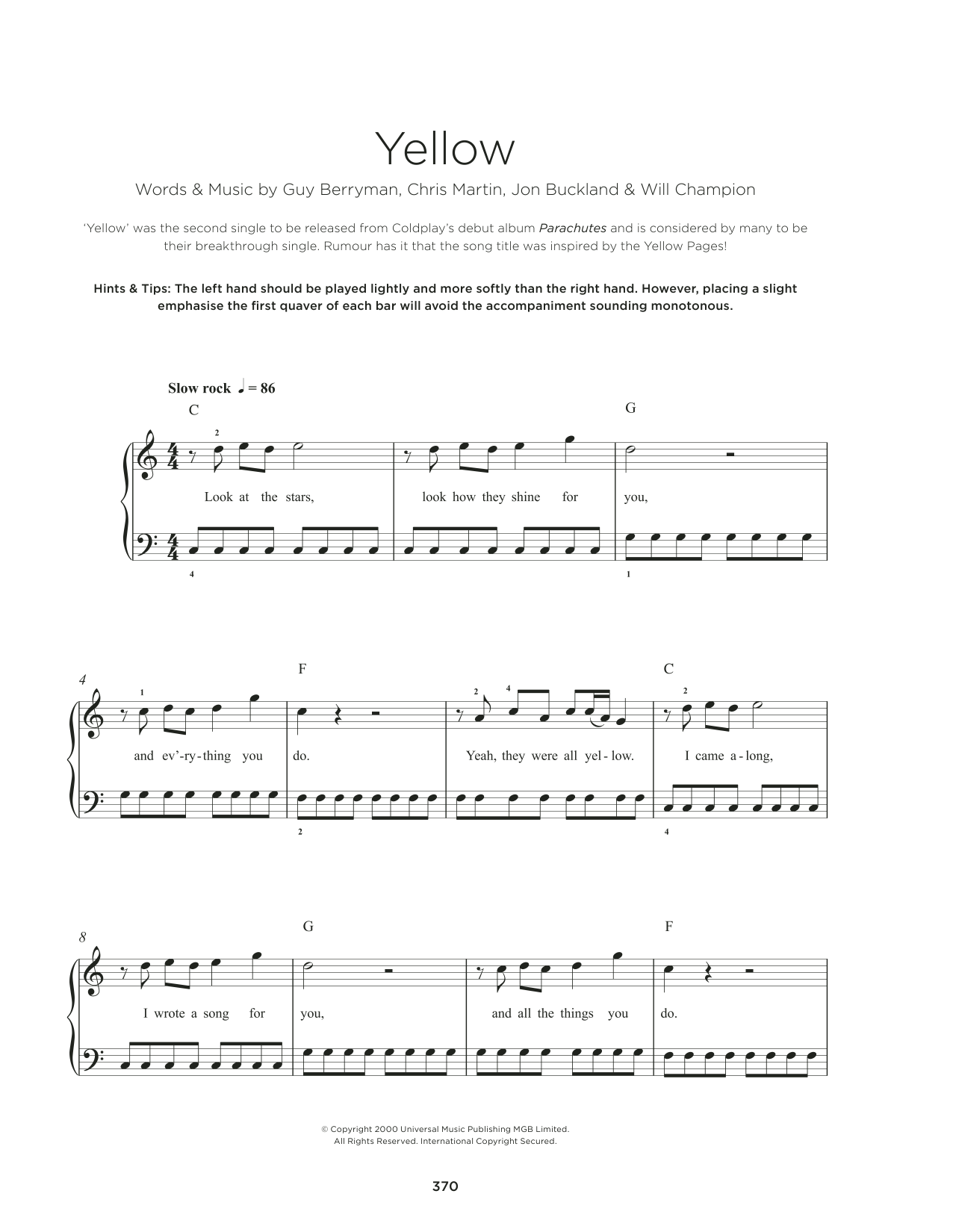 Produktbild zu:  Yellow - Coldplay