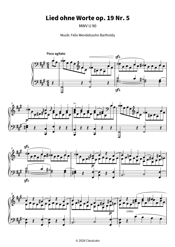 Produktgalerie: Seite 1 von 10 Lied ohne Worte op. 19 Nr. 5, , Klavier Solo