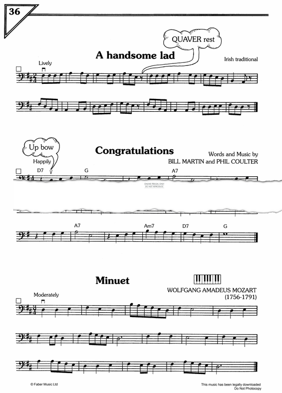 Produktgalerie: Seite 1 von 1 A Handsome Lad/Congratulations/Minuet, Bill Martin, Violoncello