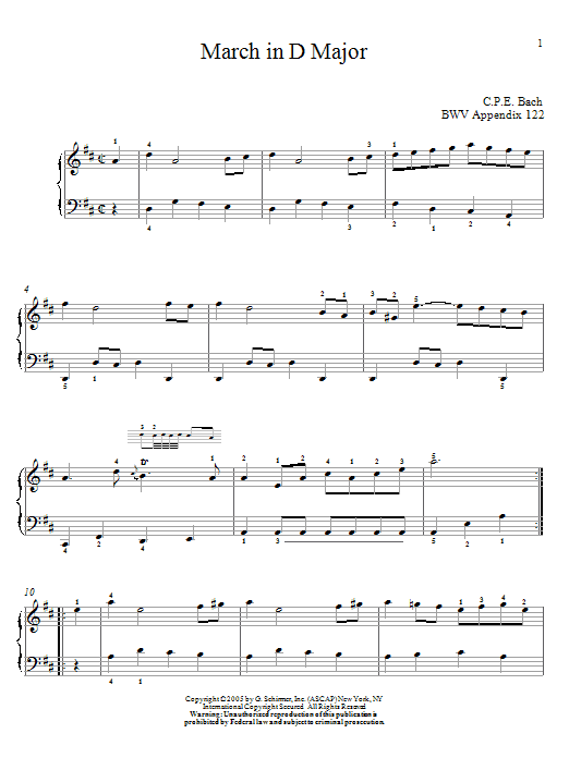 Produktgalerie: Seite 1 von 1 March In D Major, Johann Sebastian Bach, Klavier