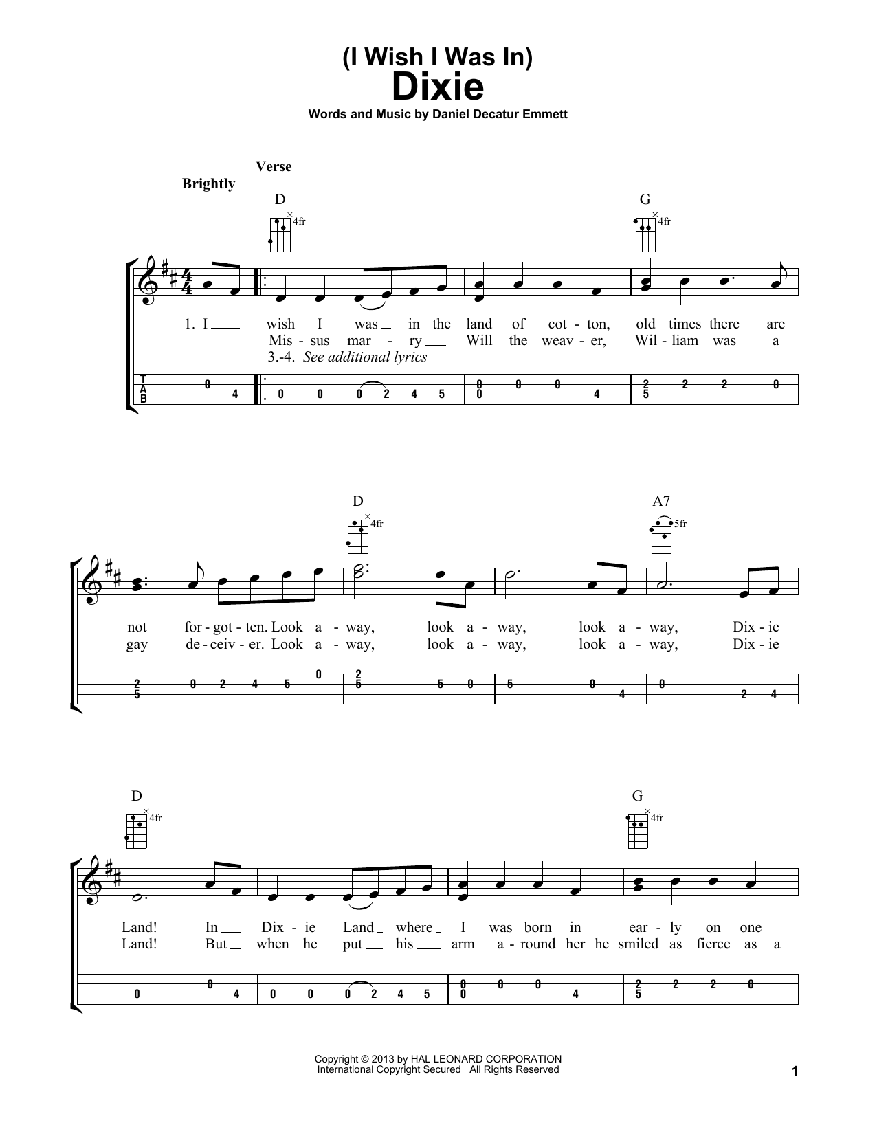 Produktgalerie: Seite 1 von 1 (I Wish I Was In) Dixie (arr. Bobby Westfall), Daniel Decatur Emmett