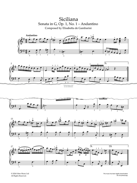 Produktbild zu: Siciliana (Sonata in G Major, Op. 1 No. 1) - Andantino