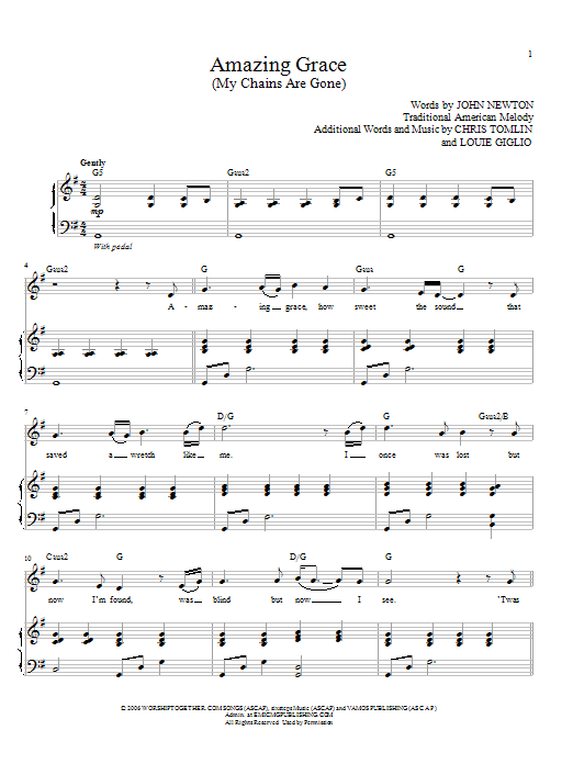 Produktgalerie: Seite 1 von 1 Amazing Grace (My Chains Are Gone), Chris Tomlin, Gesang, Klavier