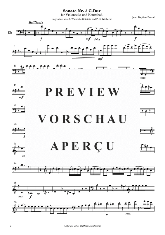 Produktgalerie: Seite 3 von 11 Sonate Nr. 5 G-Dur, , Cello und Kontrabass