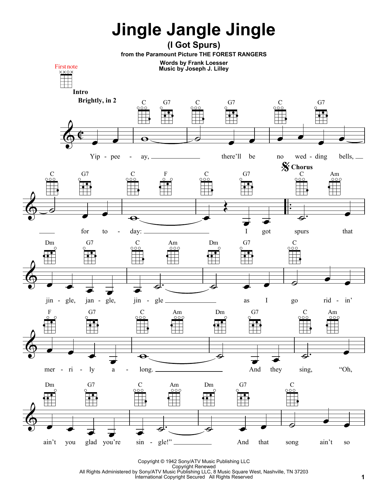 Product gallery: Page 1 of 1 Jingle Jangle Jingle (I Got Spurs), Frank Loesser