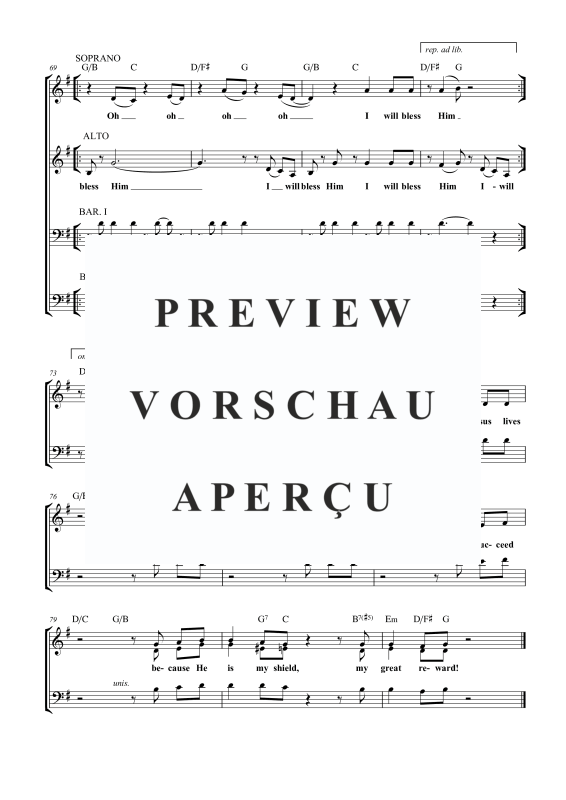 gallery: I Will Bless the Lord, , Gemischter Chor SAM/Solo opt. und Klavier