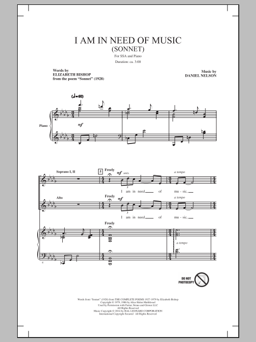 Product gallery: Page 1 of 1 I Am In Need Of Music (Sonnet), Daniel Nelson
