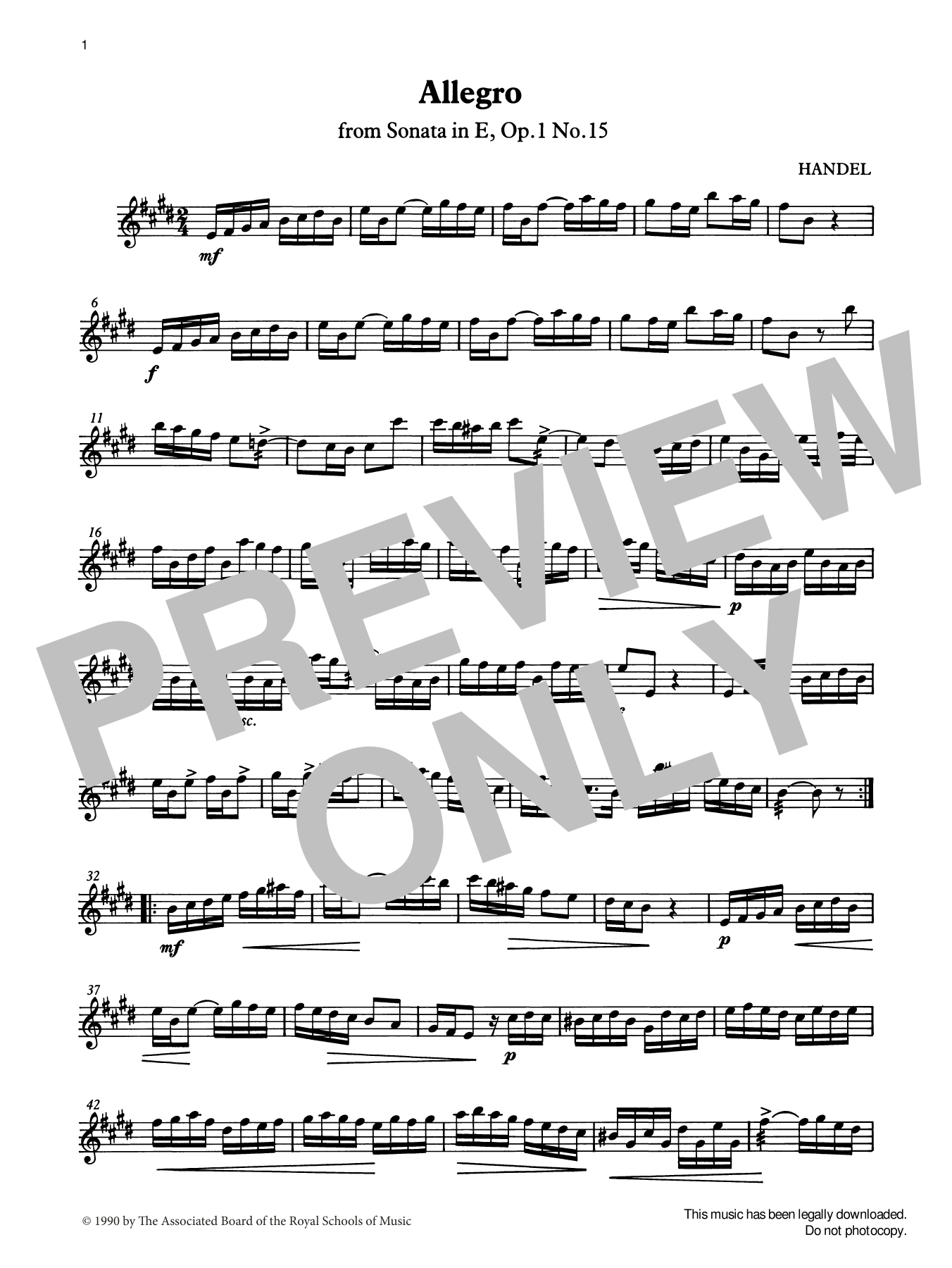 Product gallery: Page 1 of 1 Allegro (Handel) from Graded Music for Tuned Percussion, Book IV, G. F. Handel