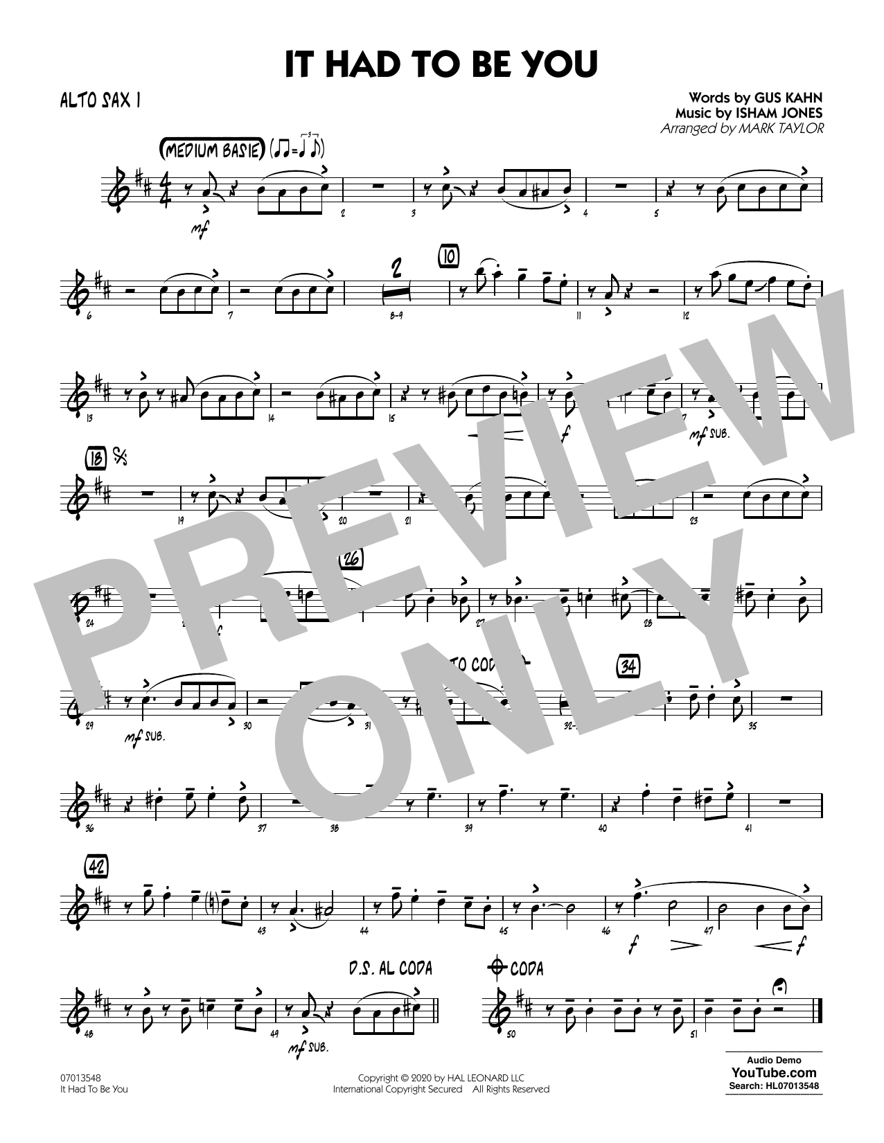 Produktgalerie: Seite 1 von 1 It Had to Be You (arr. Mark Taylor) - Alto Sax 1, 