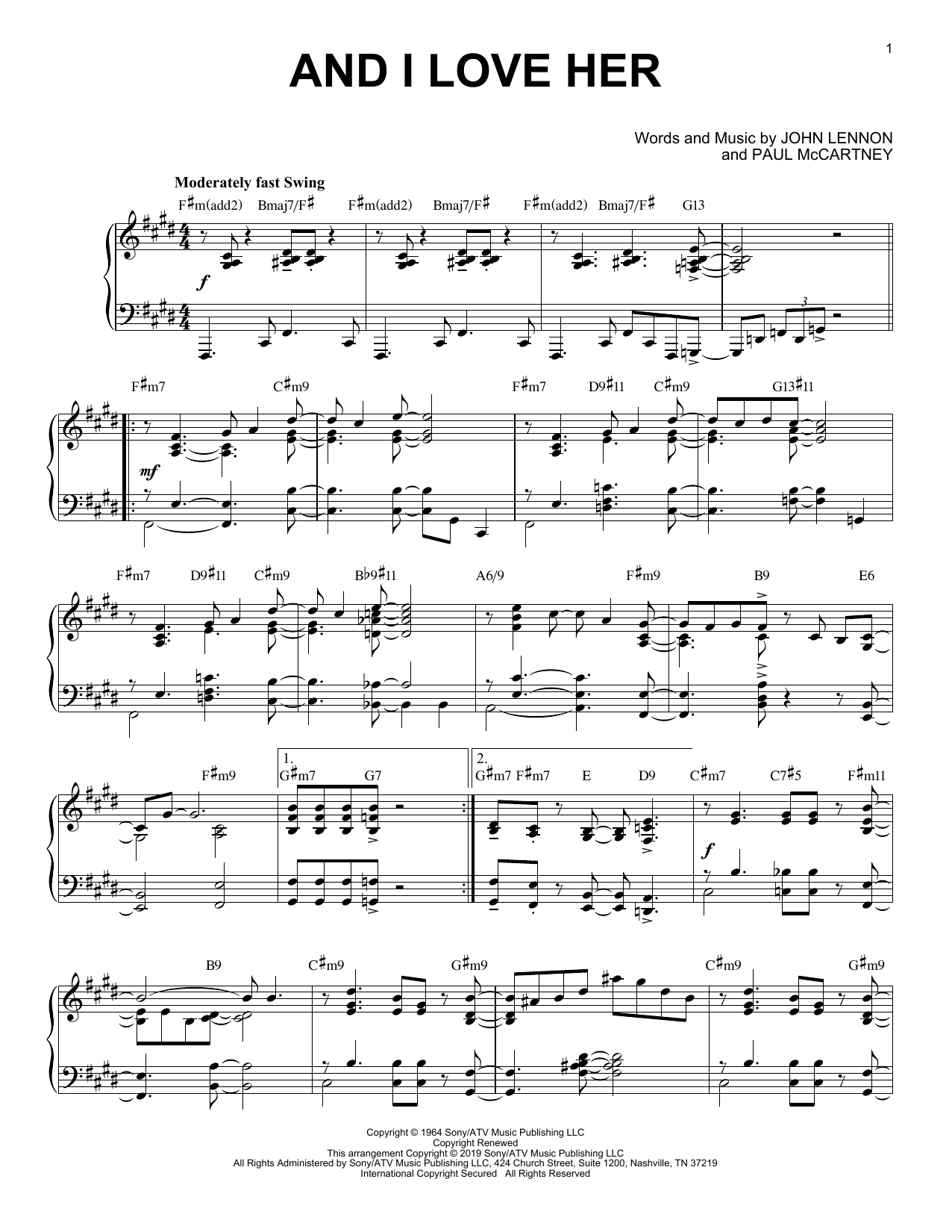 Produktbild zu: And I Love Her [Jazz version]