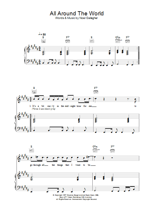 Produktgalerie: Seite 1 von 1 All Around The World (Reprise), Oasis, Gesang, Gitarre, Klavier