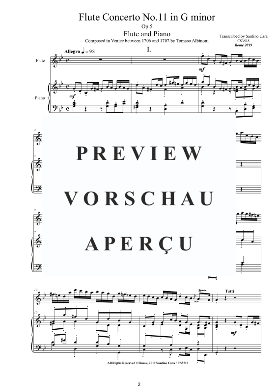 Product gallery: Page 3 of 11 Flute Concerto No.11 in G-Moll Op.5, , Flute and Piano/Harpsichord