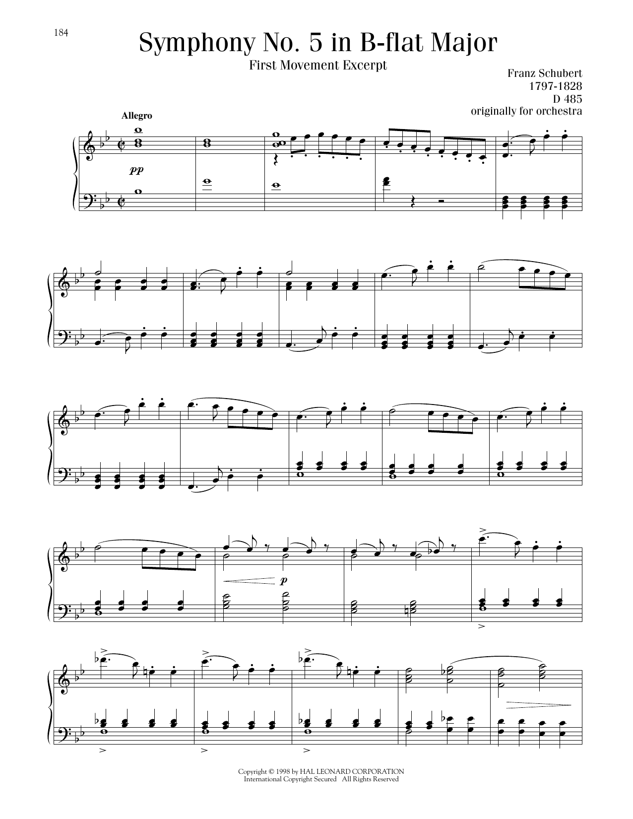 Product picture to: Symphony No. 5 in B-flat Major, First Movement Excerpt