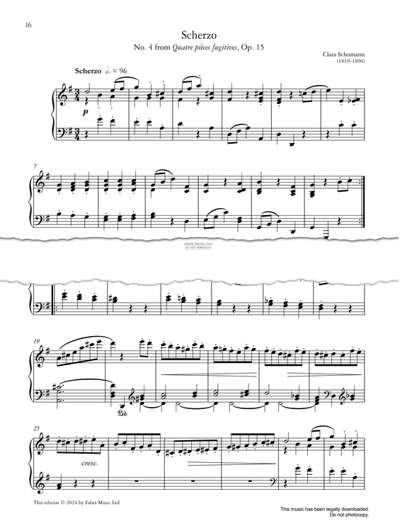 Produktgalerie: Seite 1 von 1 Scherzo (No. 4 from Quatre pièces fugitives, Op. 15), Clara Schumann, Klavier