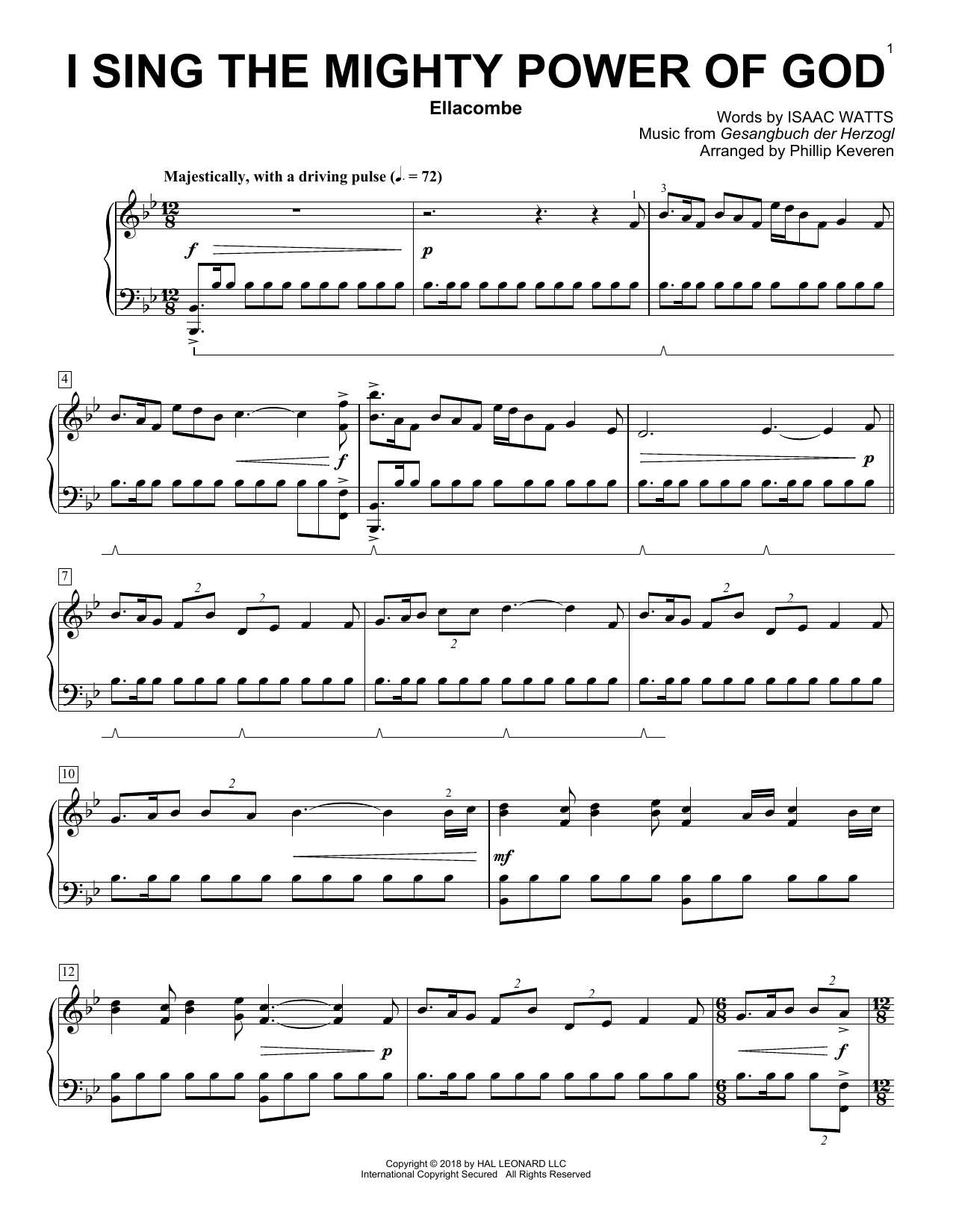 Product picture to: I Sing The Mighty Power Of God (arr. Phillip Keveren)