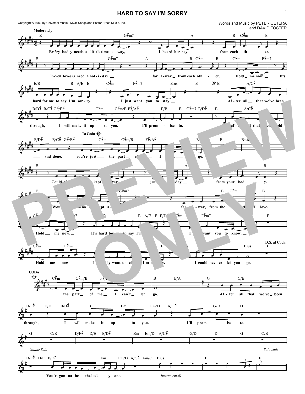Produktgalerie: Seite 1 von 1 Hard To Say I'm Sorry, Chicago