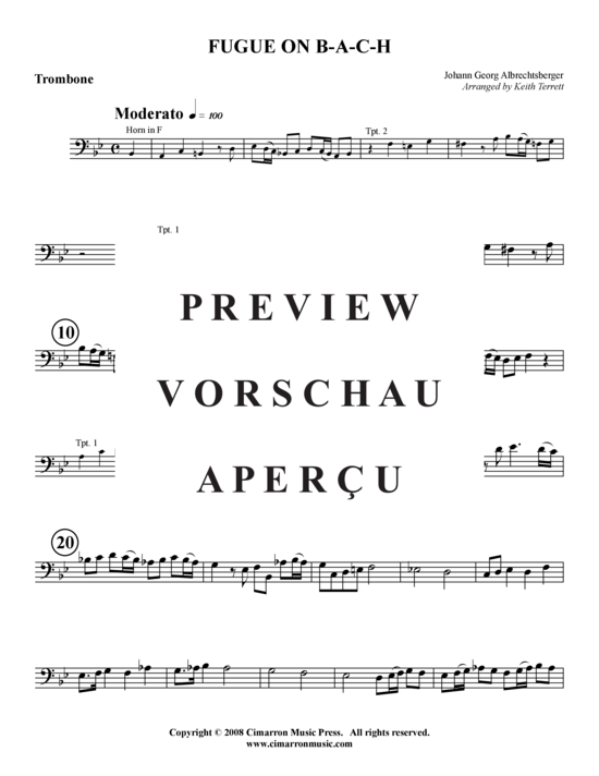 Produktgalerie: Seite 8 von 15 Fugue on B-A-C-H , , (Blechbläserquintett)