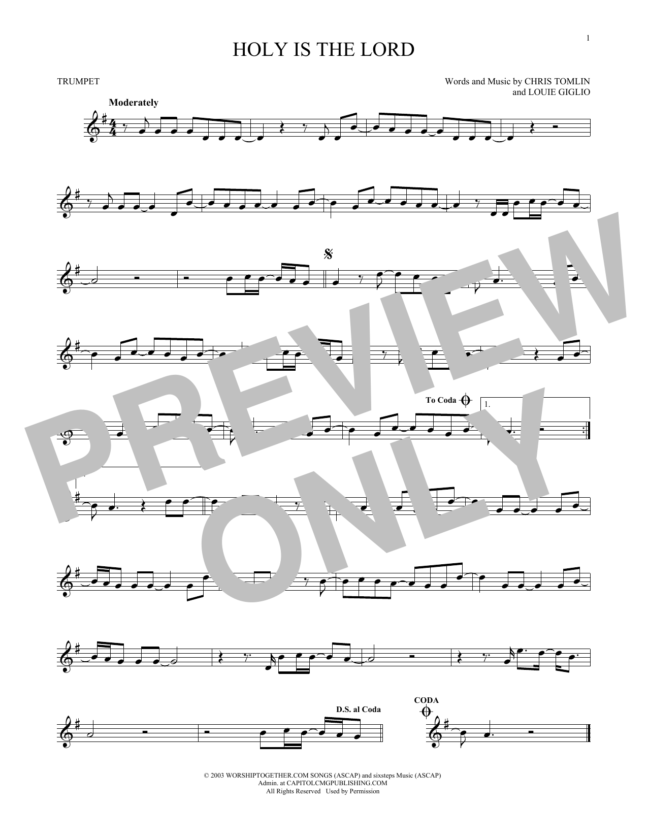 Produktgalerie: Seite 1 von 1 Holy Is The Lord, Chris Tomlin, Trompete